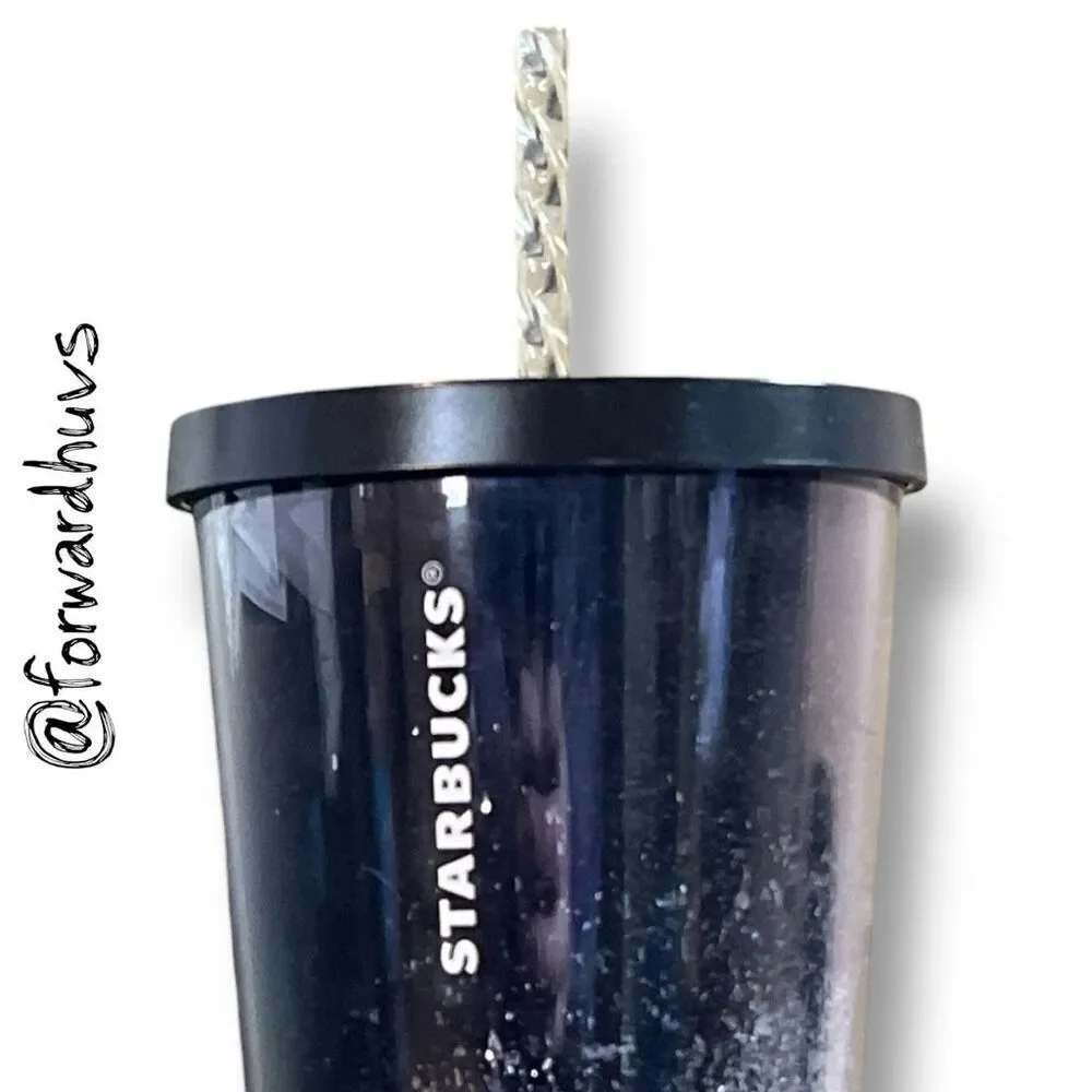 2019 Black and Glittering Silver Venti 24 Ounce Tumbler With Replacement Straw